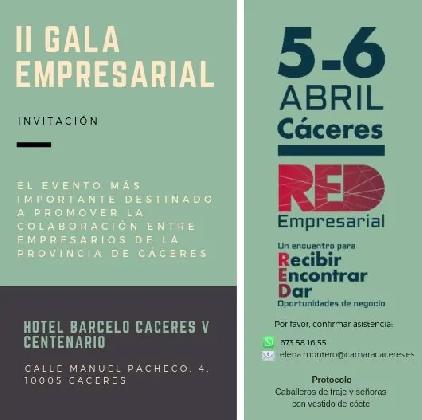 Red Empresarial reunirá a cientos de empresarios en una cena de gala con entrega de premios y distinciones y charla motivacional en Cáceres
