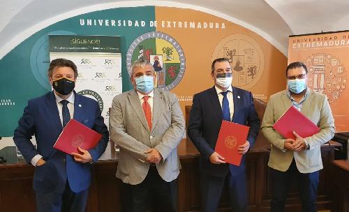 Los Círculos Empresariales de Cáceres, Plasencia y Montehermoso firman un convenio con la UEX para promover el espíritu emprendedor entre el alumnado y retener el talento